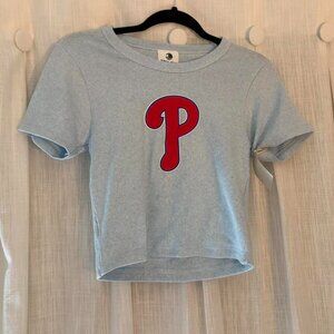 Women's Grey and Blue Crop-top